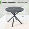 Black Metal Round Patio Bistro Table with Wood Grain Top Outdoor Dining Table for Garden Deck Balcony